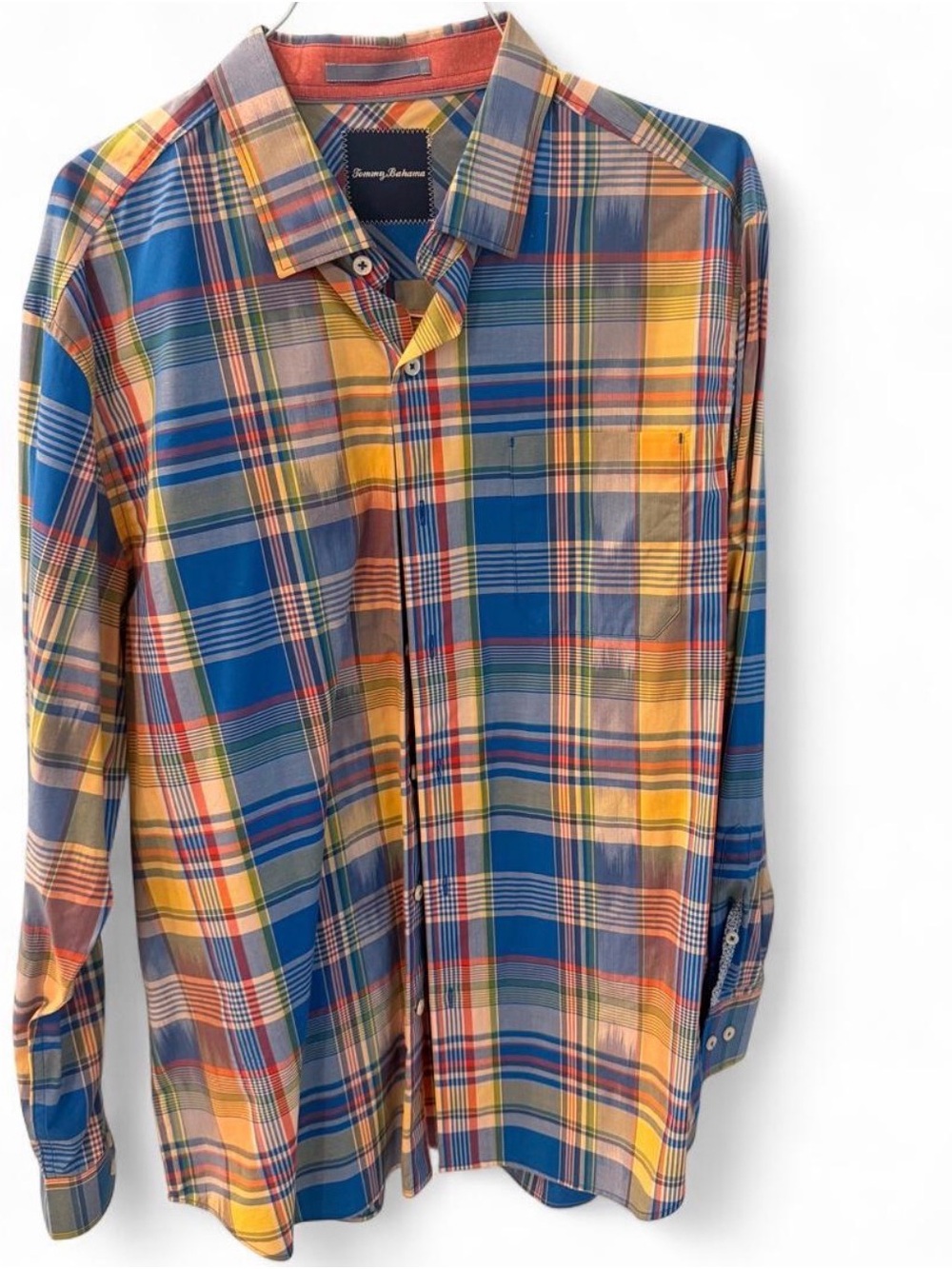Tommy Bahama Blue Plaid Button-Down Shirt Mens L like new